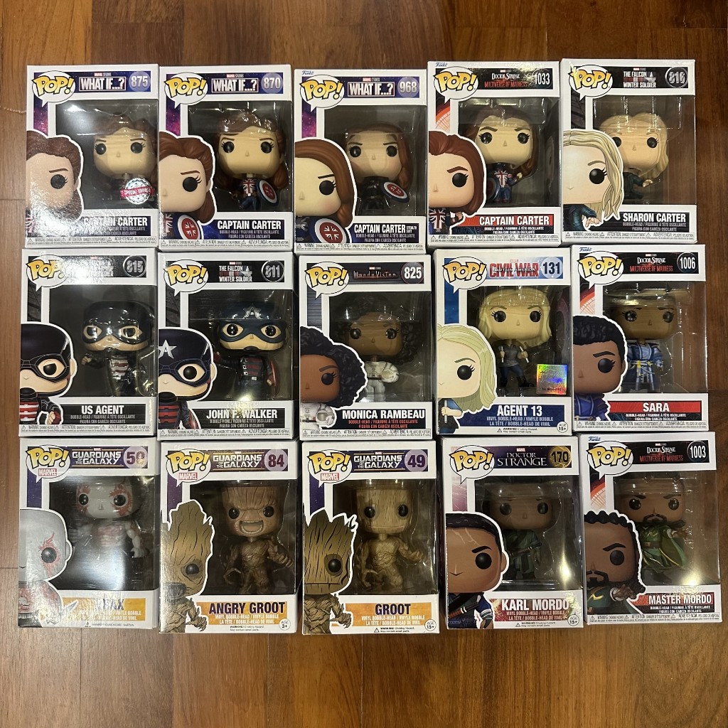 [FUNKO POP SALE!!] LOT 7 MARVEL Captain Carter Captain America Groot Guardians of the Galaxy Doctor 