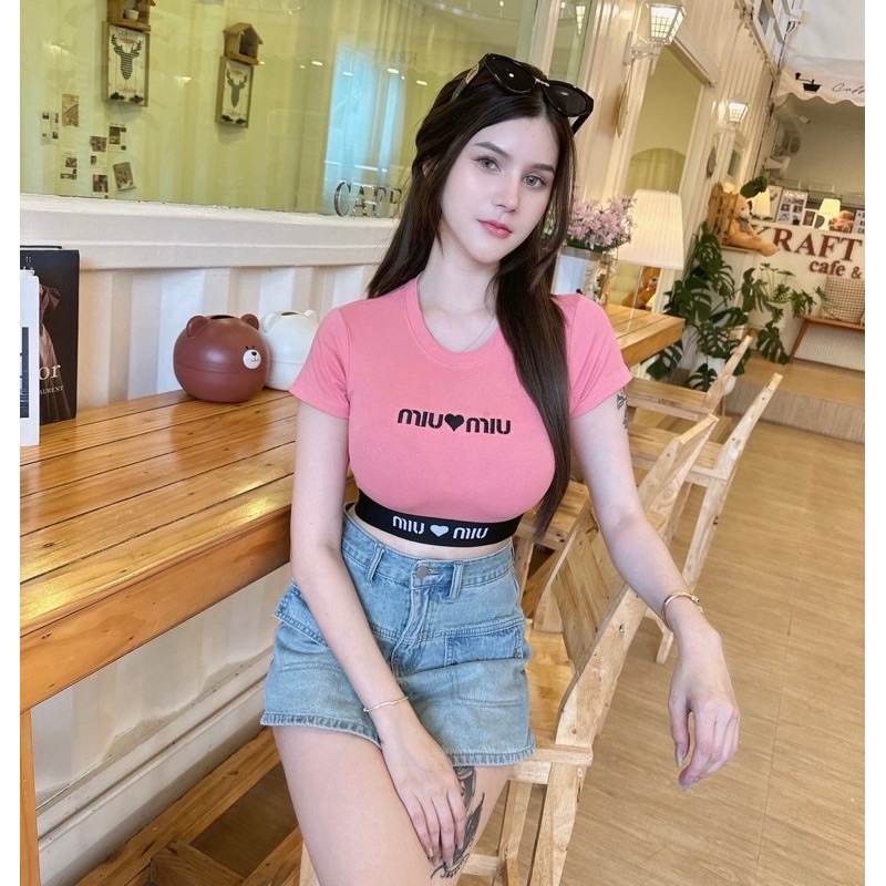เสื้อครอปแขนสั้น/ใส่สบาย💥อกXS,S,Mเท่านั้น