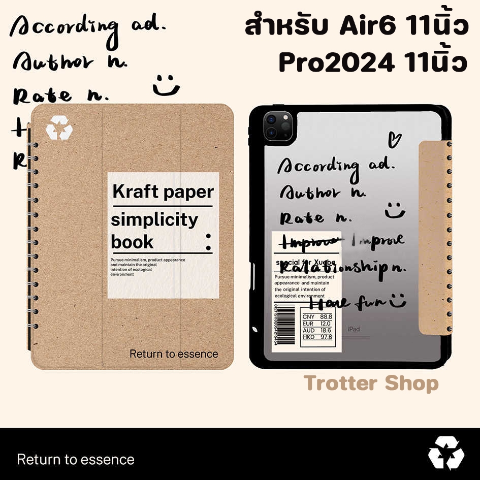 จัดส่งภายใน24ชั่วโมง เคสไอแพด Air6 Pro11 2024 Notebook Style ที่ใส่ปากกา Air5/4 Gen9 mini7case ipad