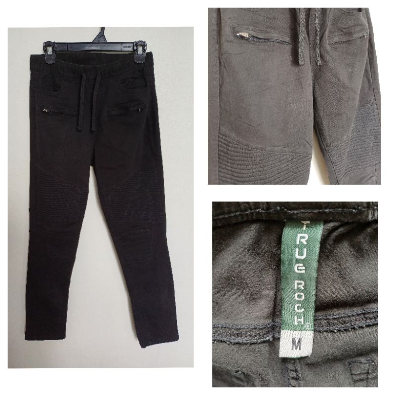 Biker Black Cotton Pants Size Mรอบเอว28-31"