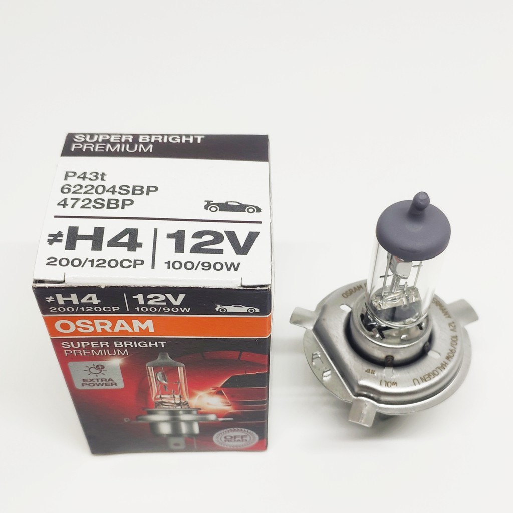 หลอดไฟหน้า H4 12V 100/90W ยี่ห้อ OSRAM เบอร์ 62204SBP (ราคาต่อ 10 หลอด)