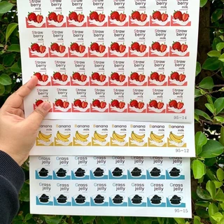 สติกเกอร์รติดขวดน้ำ สติกเกอร์ติดเครื่องดื่ม สติกเกอร์ติดแก้วน้ำ ร้านกาแฟ รสชาติเครื่องดื่ม [no.S95]