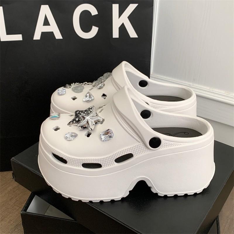 TIKP รองเท้าแตะผู้หญิง 7cm รองเท้าหัวโตแฟชั่น พื้นหนา นุ่ม กันลื่น เหมาะกับฤดู เพิ่มความสูง