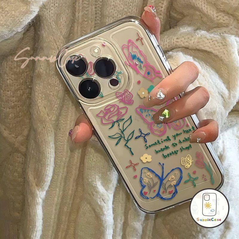 แฟชั่นผีเสื้อน่ารักกระต่ายดอกไม้ ที่อยู่อาศัย เข้ากันได้ IPhone 15 XR 12 11 7Plus 7 8 15 13 14 Pro Max 14 Plus XS Max X