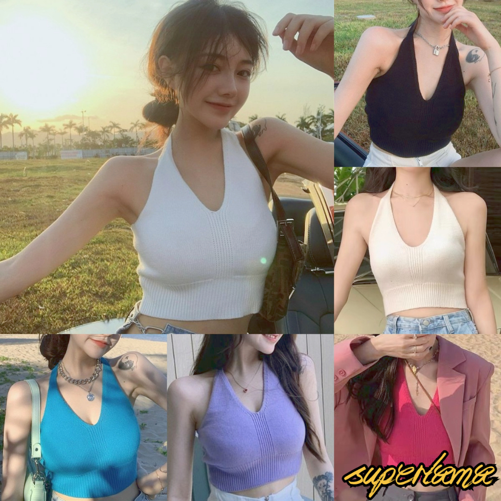 เสื้อคล้องคอ เสื้อแขนกุด สาวเเซบ ใส่ไปคลับ ปาร์ตี้ งานตัดเย็บสวย #190297
