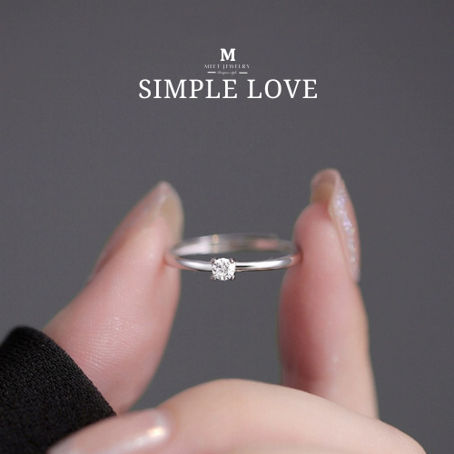 MEET💕แหวนเงิน Simple Love แหวนผู้หญิง แหวนเงินสวยๆ แหวนปรับขนาดได้ แหวนเรียบหรู แหวนแฟชั่น