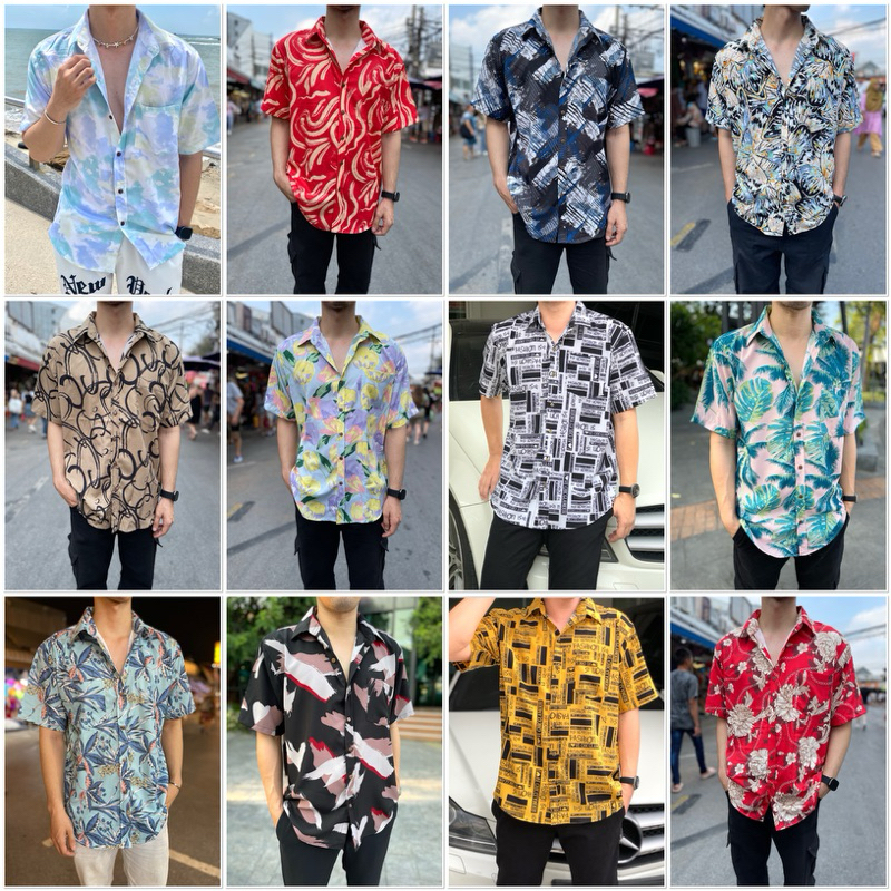 (A)‼️เสื้อเชิ้ตลายสตรีท                                                          size :  M , L , XL , XXL