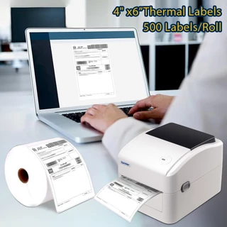 [100x150x350ใบ] กระดาษสติกเกอร์ความร้อน 4x6 Label Sticker ปริ้นใบปะหน้าพัสดุเหมาะสำหรับขนส่งทั่วไป