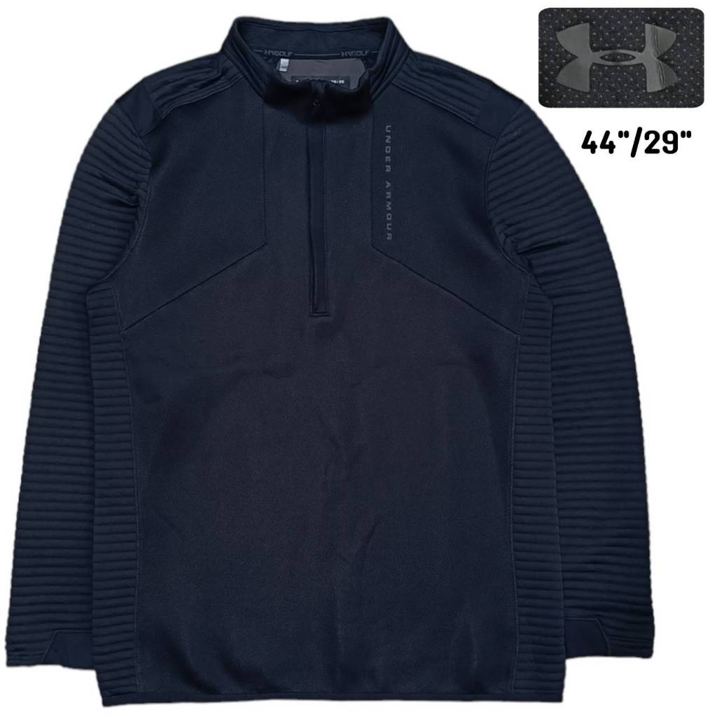 UNDER ARMOUR GOLF เสื้อแขนยาว ซิปครึ่ง อันเดอร์ อาร์เมอร์ สีดำ มือสอง สภาพดี มีตำหนิภาพสุดท้าย