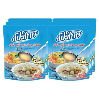 ฟ้าไทย น้ำก๋วยเตี๋ยวสำเร็จรูปเข้มข้น น้ำข้น น้ำใส 350 ก. แพ็ค 6 ถุง