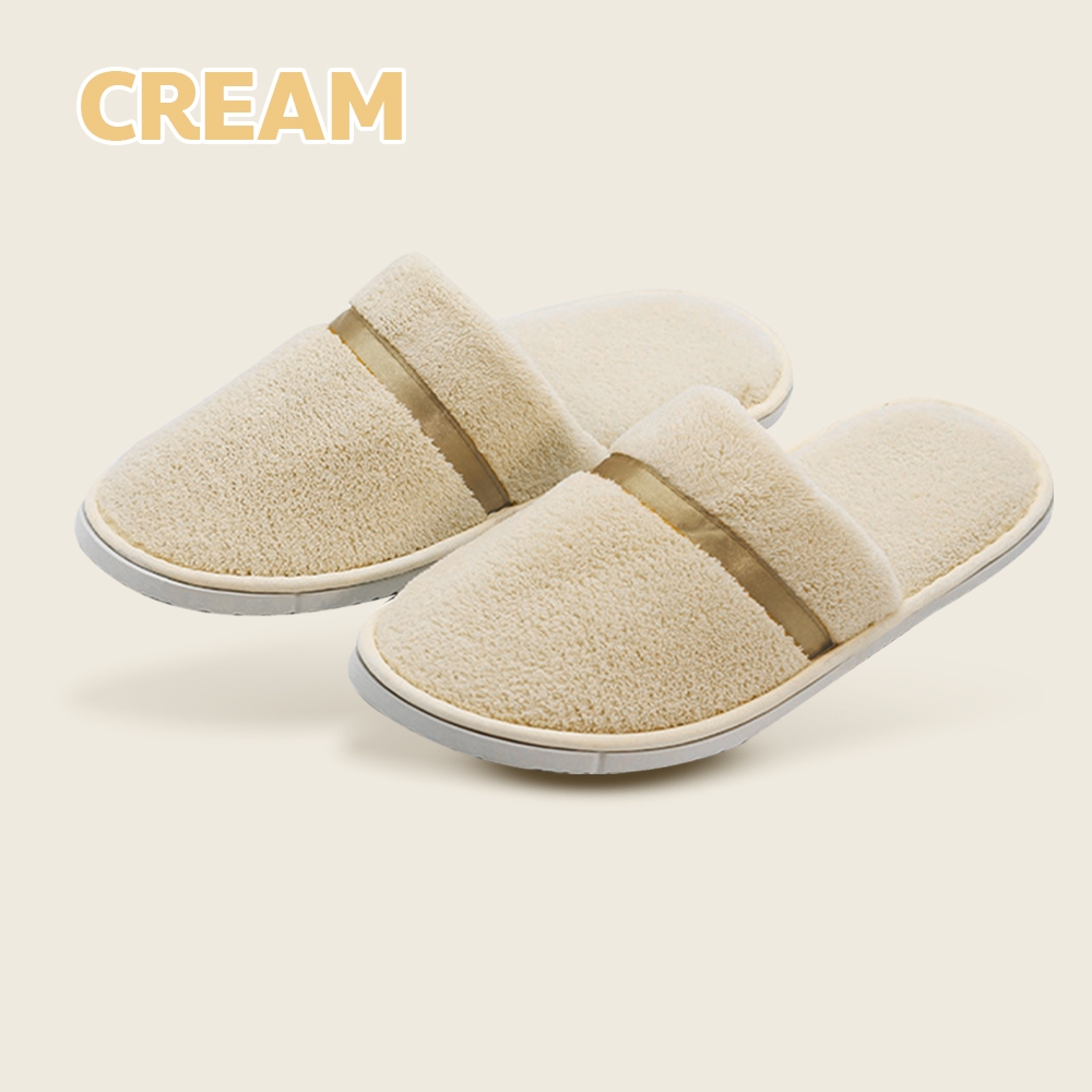doti สลิปเปอร์ พื้นยาง กันลื่น สไตล์เรียบหรู slipper รองเท้าโรงแรม อุ่นใส่สบาย