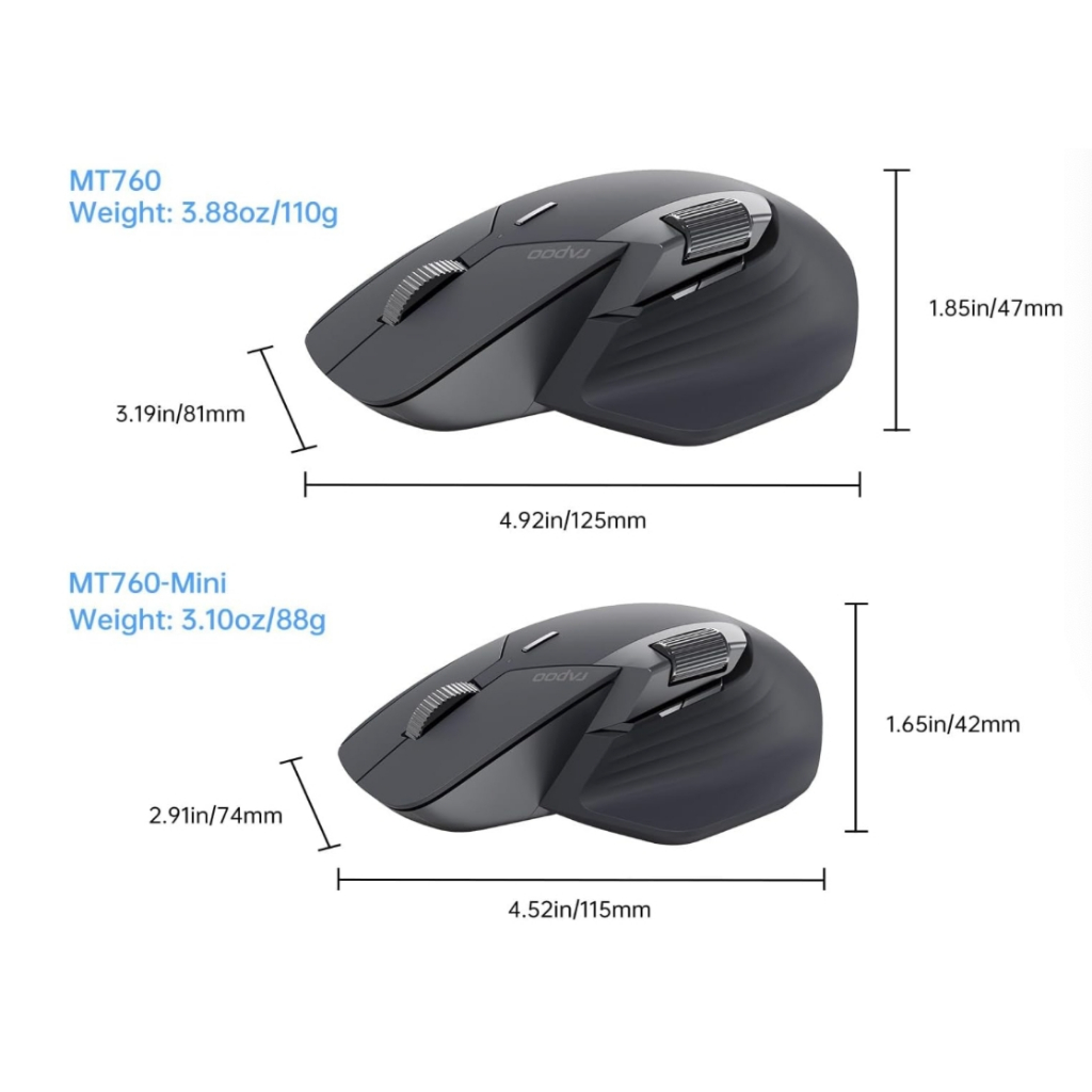 Rapoo รุ่น MT760 Mini ชาร์ทไร้สาย Multi-mode Wireless Optical Mouse เมาส์ไร้สายแบบหลายโหมด (MT760mini)