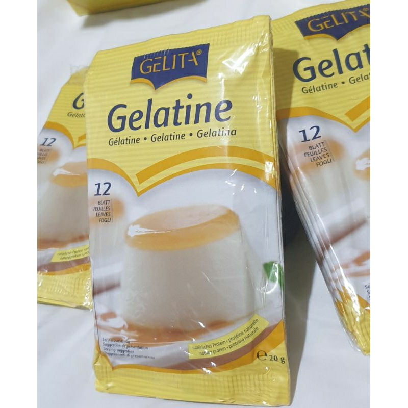 Gelita เจลลาติน แผ่น 20 กรัม 12 แผ่น (Gelatine 20 g 12 sheet/pkg)