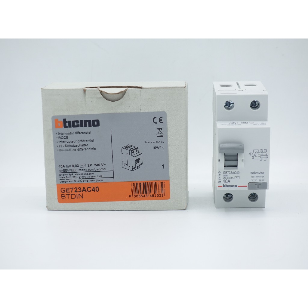 ตัวกันไฟดูด Bticino 2P 40A 63A รหัส BT723AC40 ,BT723AC63
