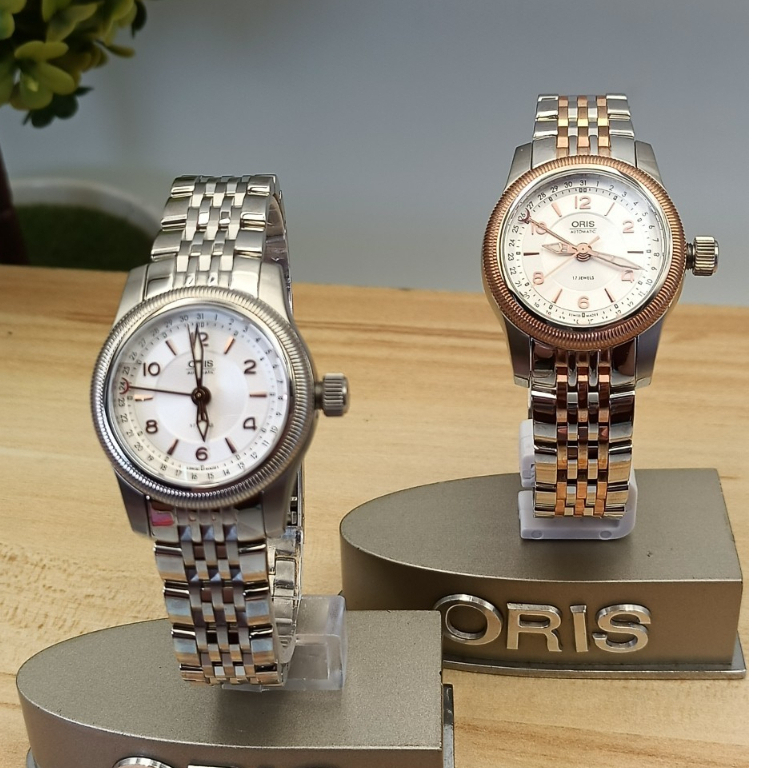 Oris Big Crown swiss made Automatic นาฬิกาผู้หญิง วันที่ก้ามปูรุ่นยอดนิยม ฝาหลังใสโชว์เครื่ิอง รับปร