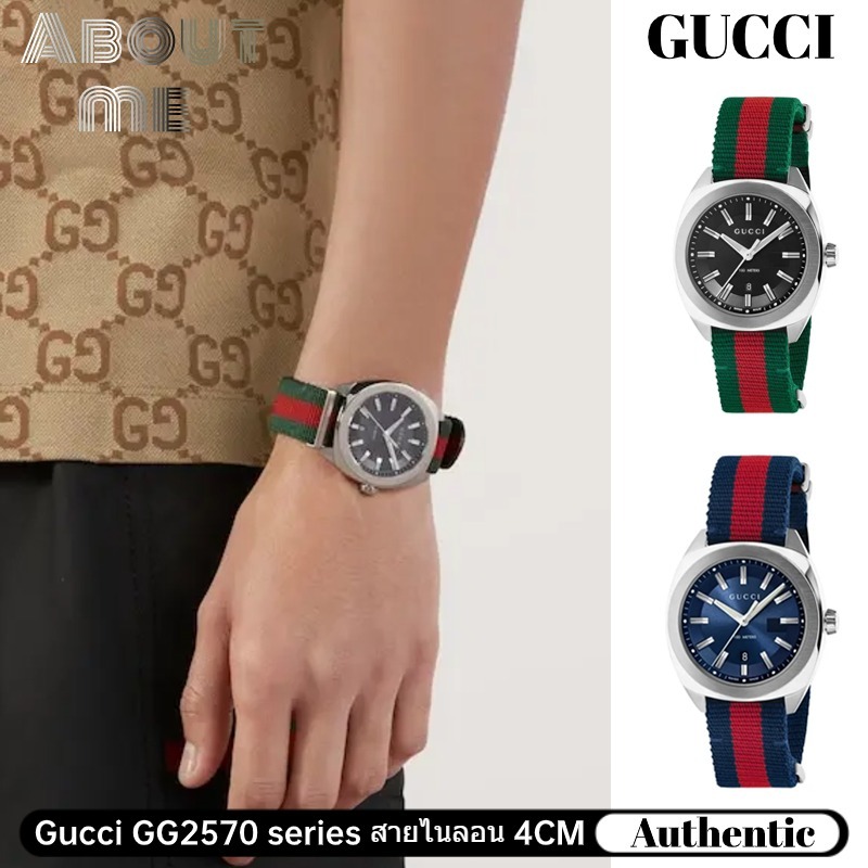 กุชชี่ นาฬิกา Gucci GG2570 series สายไนลอน 4CM หน้าปัดสีดำ