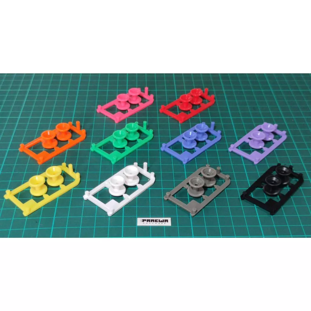 [ครบ10สี] โรลเลอร์ถ้วยพลาสติก 12/13mm (วางจมกันชนหน้า SFM ได้) - Mini4WD Low Friction Plastic Double Rollers (13-12mm)
