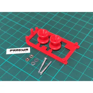 [ครบ10สี] โรลเลอร์ถ้วยพลาสติก 12/13mm (วางจมกันชนหน้า SFM ได้) - Mini4WD Low Friction Plastic Double Rollers (13-12mm)