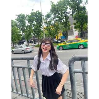 เสื้อนักศึกษาทรงบอยไม่มีกระเป๋า ( ไม่รัดรูปใส่สบาย)เสื้อบอยไม่เข้ารูป💗