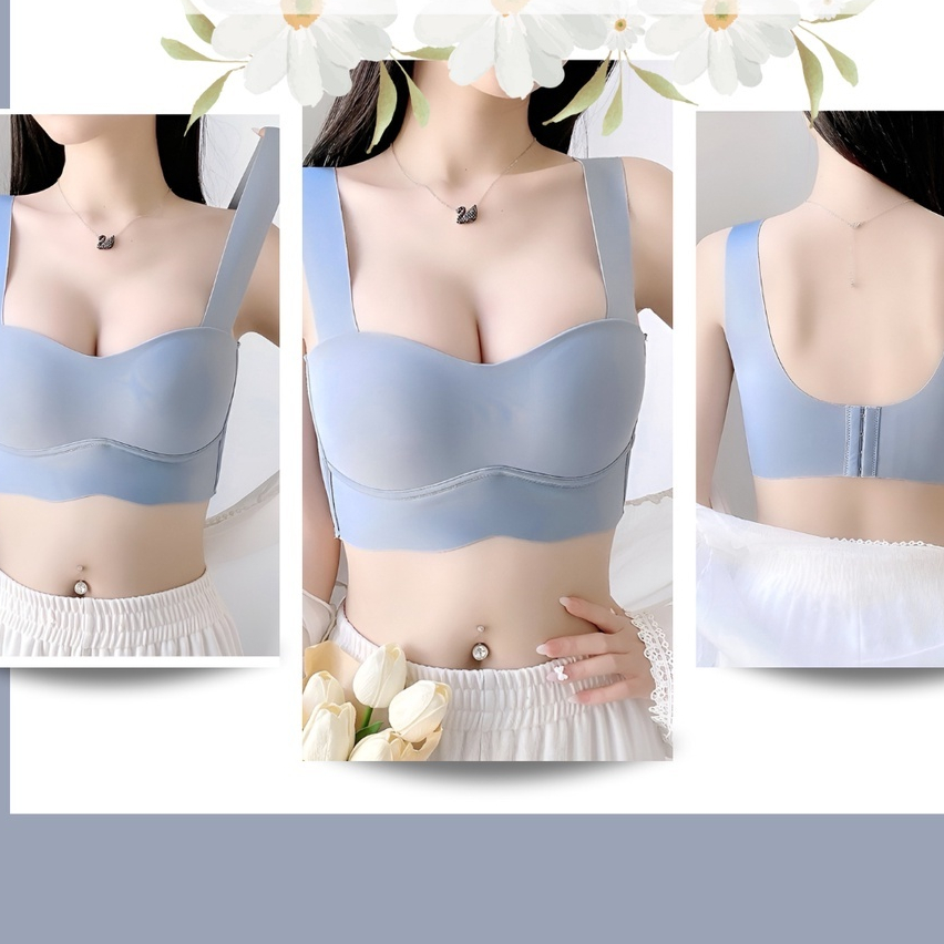 B-6591 ส่งไวจากไทย เสื้อในผู้หญิง ไร้ขอบ ไร้โครง บราดันทรง บราตะขอหลัง สปอร์ตบรา