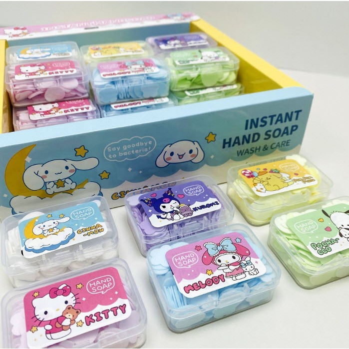 สบู่ล้างมือพกพา HandSoap สบู่แผ่นไว้สำหรับเดินทาง ใช้แล้วทิ้ง พกง่าย กลิ่นหอม 1 กล่อง มี 100 แผ่น