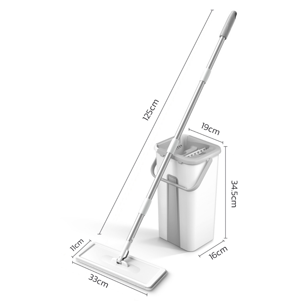 HOMEC ไม้ถูพื้นพร้อมถังรีดน้ำ ไม้ม๊อบ Flat mop หมุนได้ 360 องศา รีดน้ำเร็ว ดูดซับน้ำได้ดี แถมผ้า - รูปที่ 7