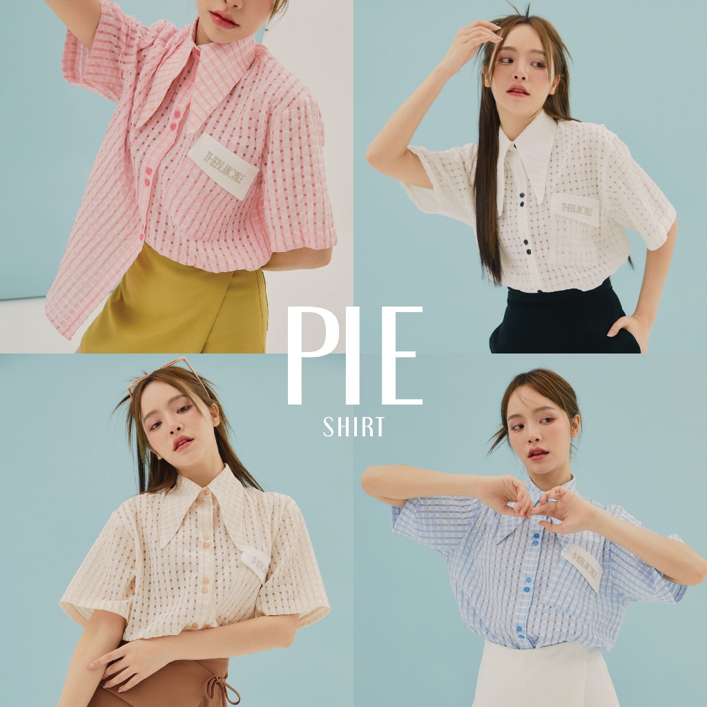 TheBlancPale : PIE SHIRT เชิ้ตทรงน่ารักผ้าใส่สบาย ดีเทลงานปัก theblancpale กระเป๋าเฉียงเก๋ๆ น่ารักเบาๆ