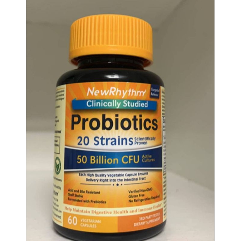 💥พร้อมส่ง💥NewRhythm 50 Billion 20 Strains Probiotics, 60 Capsules