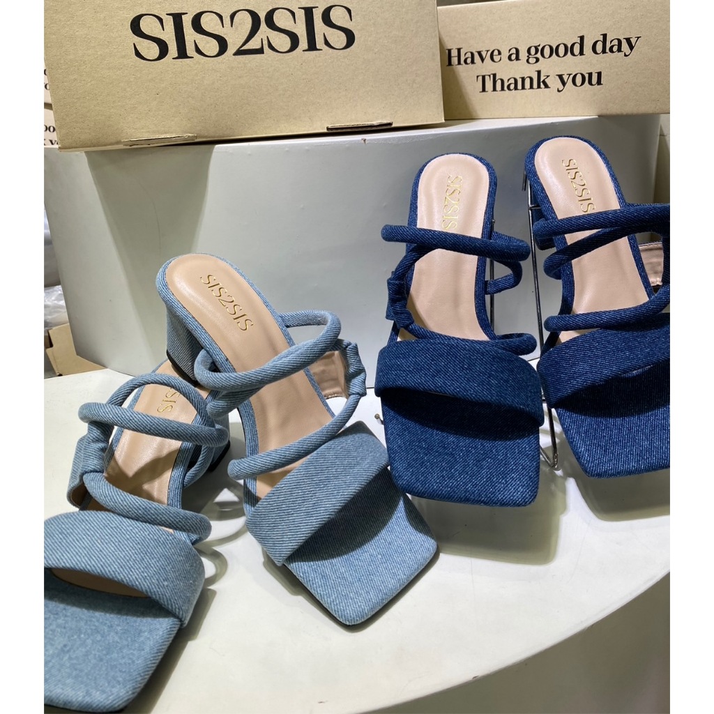 [พิมพ์โค้ด SISDEC ลด 60.- ] M1-123 รองเท้าส้นสูง งานสวย คุณภาพดี ราคา 300.-เท่านั้น ผ้ายีนส์ทรงสวย