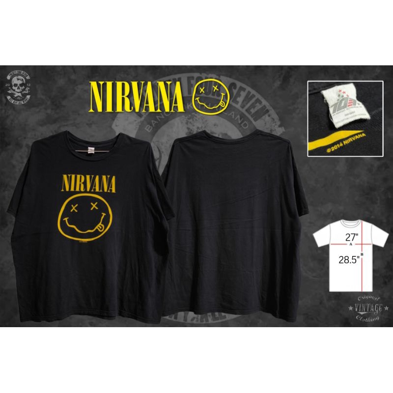 เสื้อวงแท้ Nirvana​ Smiley​ 2014 T-Shirt