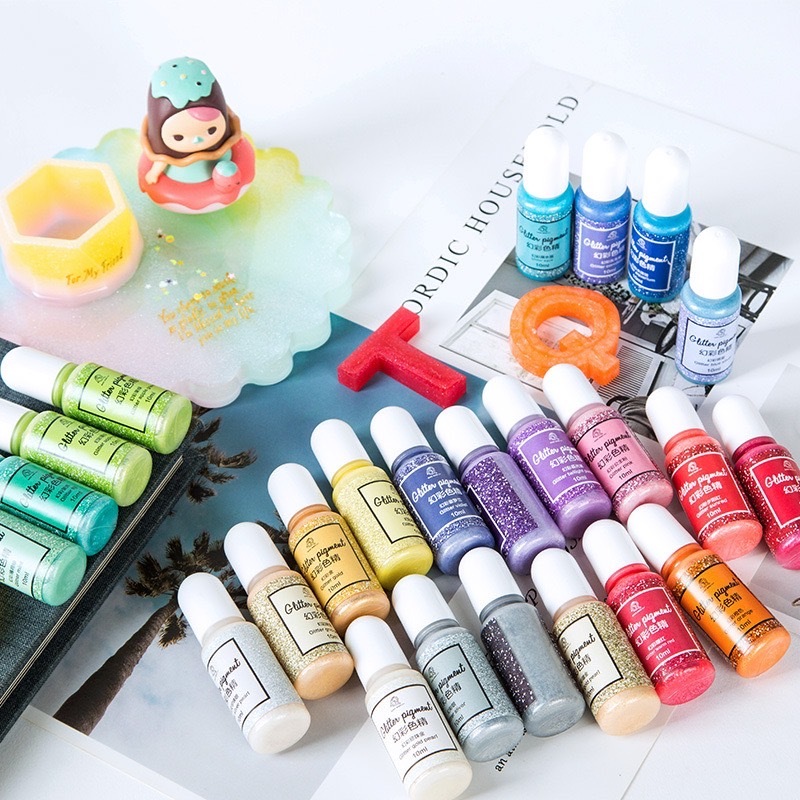 สีย้อมผสม สีกลิสเตอร์ ใช้ได้กับ epoxy uv resin เหมาะสำหรับทำเครื่องสำอางค์,เครื่องประดับ diy