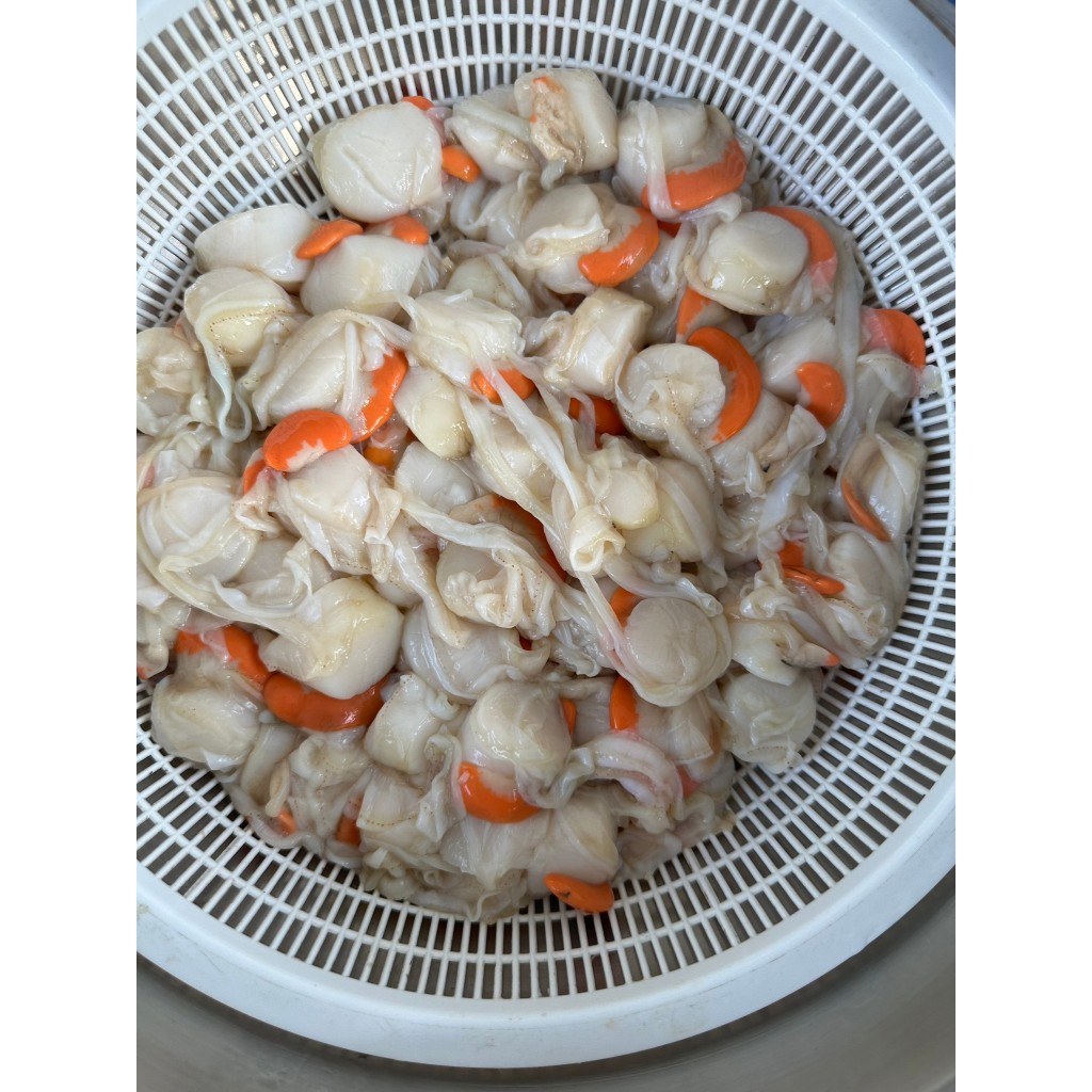 หอยเชลล์ แกะสด 199บาท 300 กรัม จากเรือประมง ปลอดสารทุกชนิด ขาวธรรมชาติ