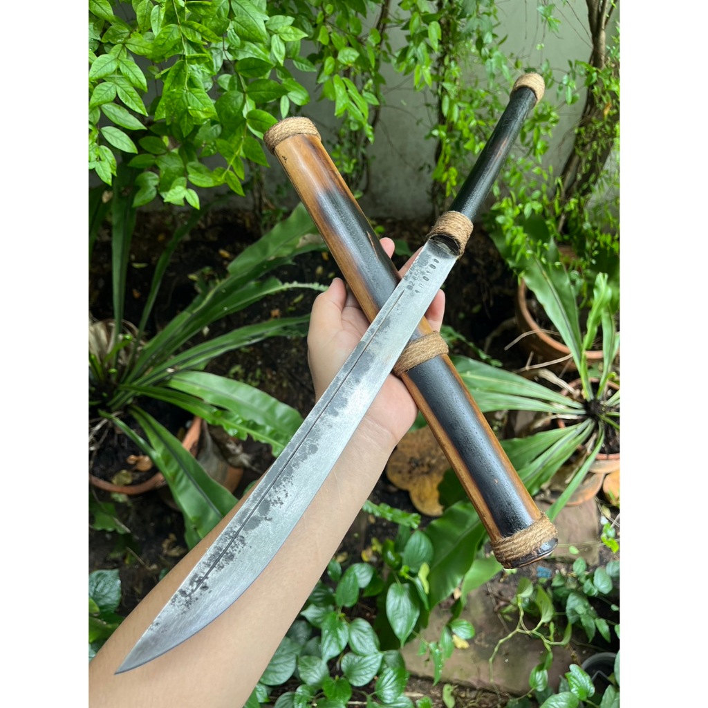 มีดดาบ Thai Sword ดาบ อีดาบ ดาบไทย Camp มีดเดินป่า มาเชเต้ มีดแคมป์ ใบ 13.3” ผานไถ ตีร้อนชุบแข็ง ด้า