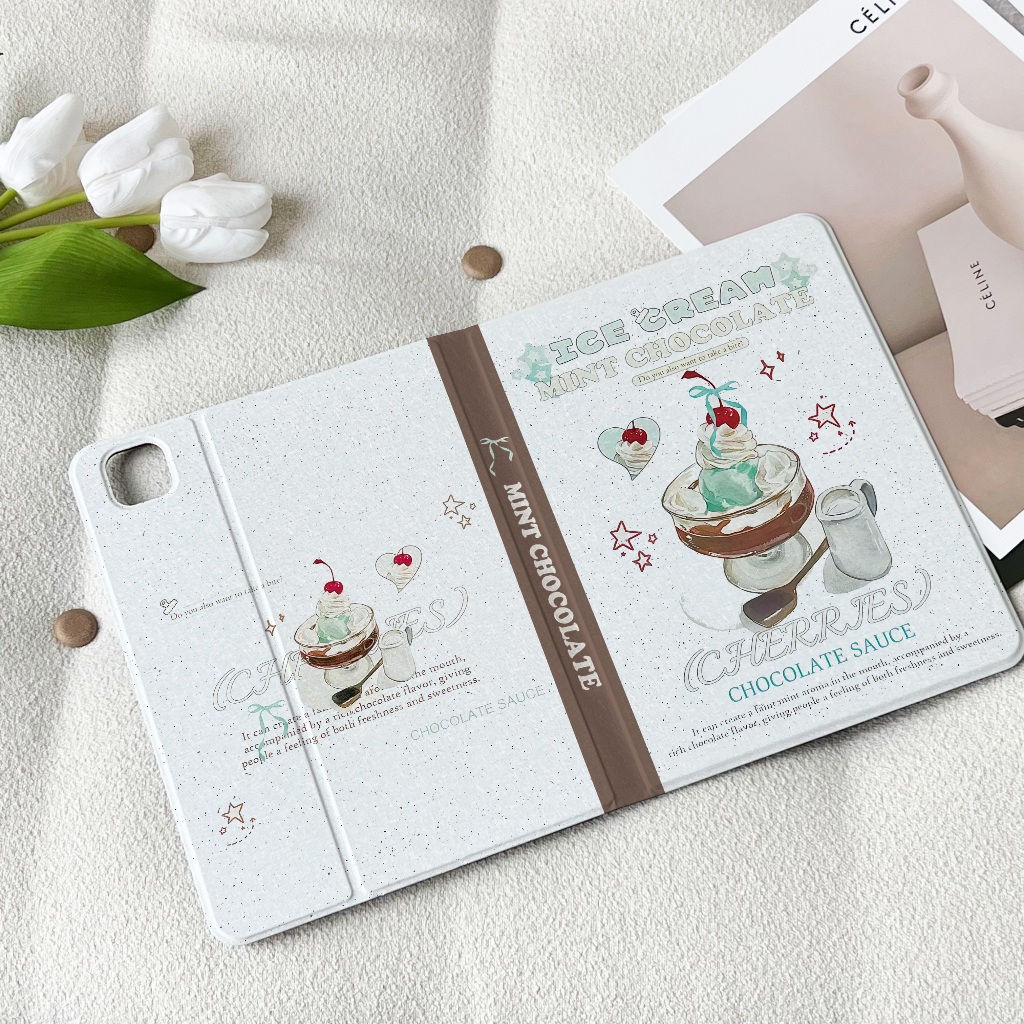 💫พร้อมส่ง💫เคสไอแพดGen9 Air5 เคสiPad Mint chocolate Gen8 Air4/6 Case iPad มีที่เก็บปากกา Gen11 Air7
