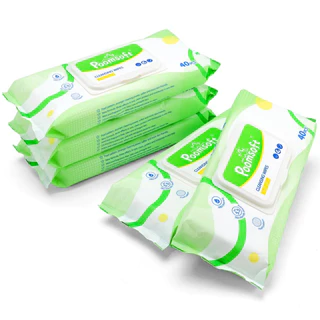 Poomsoft Baby wipes 400แผ่น 10แพ็ค เม็ดไข่มุกลายทาง ทิชชู่เปียก หนาขึ้นและยาวขึ้น