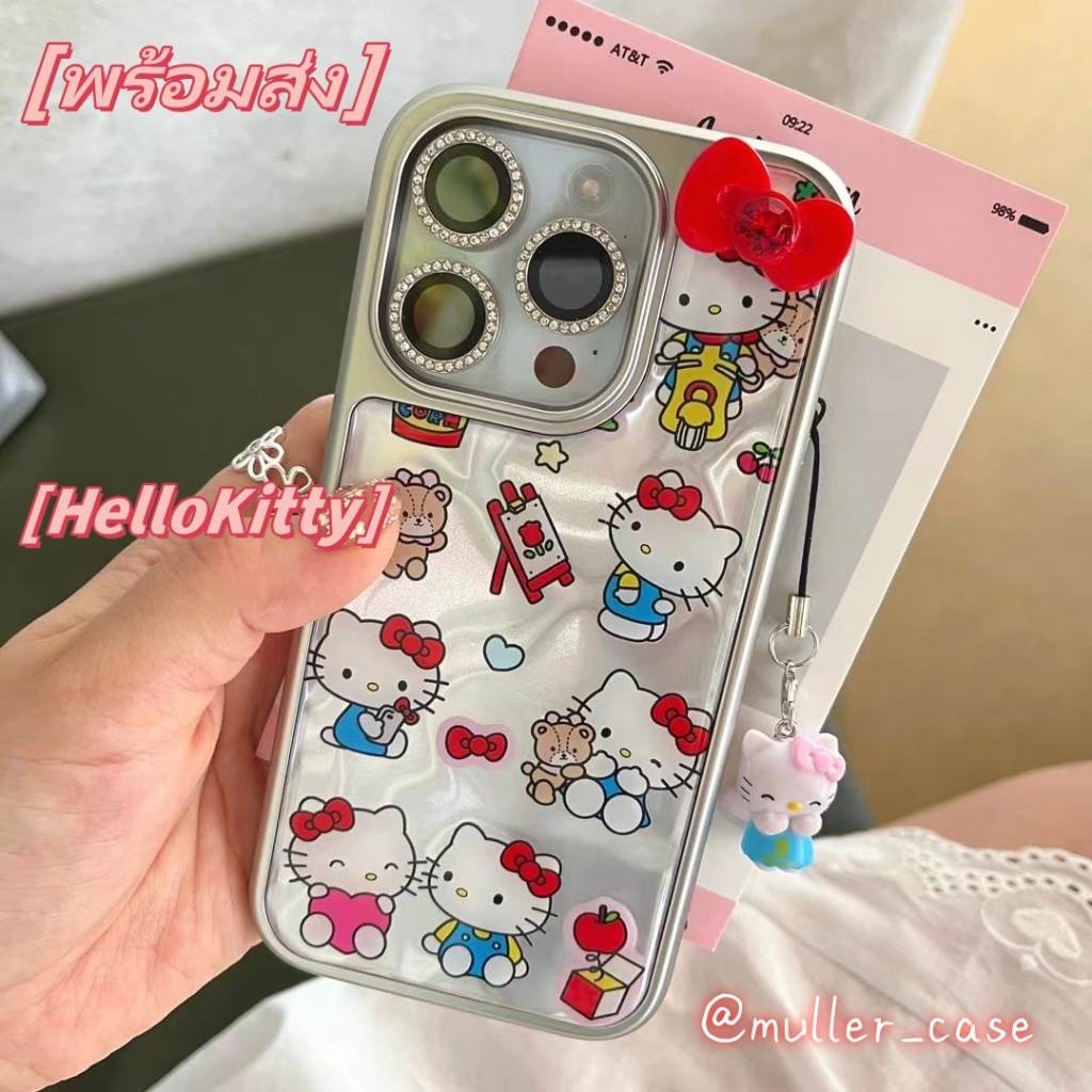สินค้าพร้อมส่งจากไทย เคสไอโฟน 15 14 13 12 Pro Max ins น่ารัก HelloKitty สําหรับ Case for iPhone 11 12 13 14 15 Pro Max