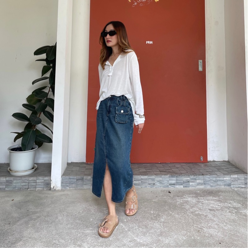 knockknock - MINI POCKET DENIM SKIRT