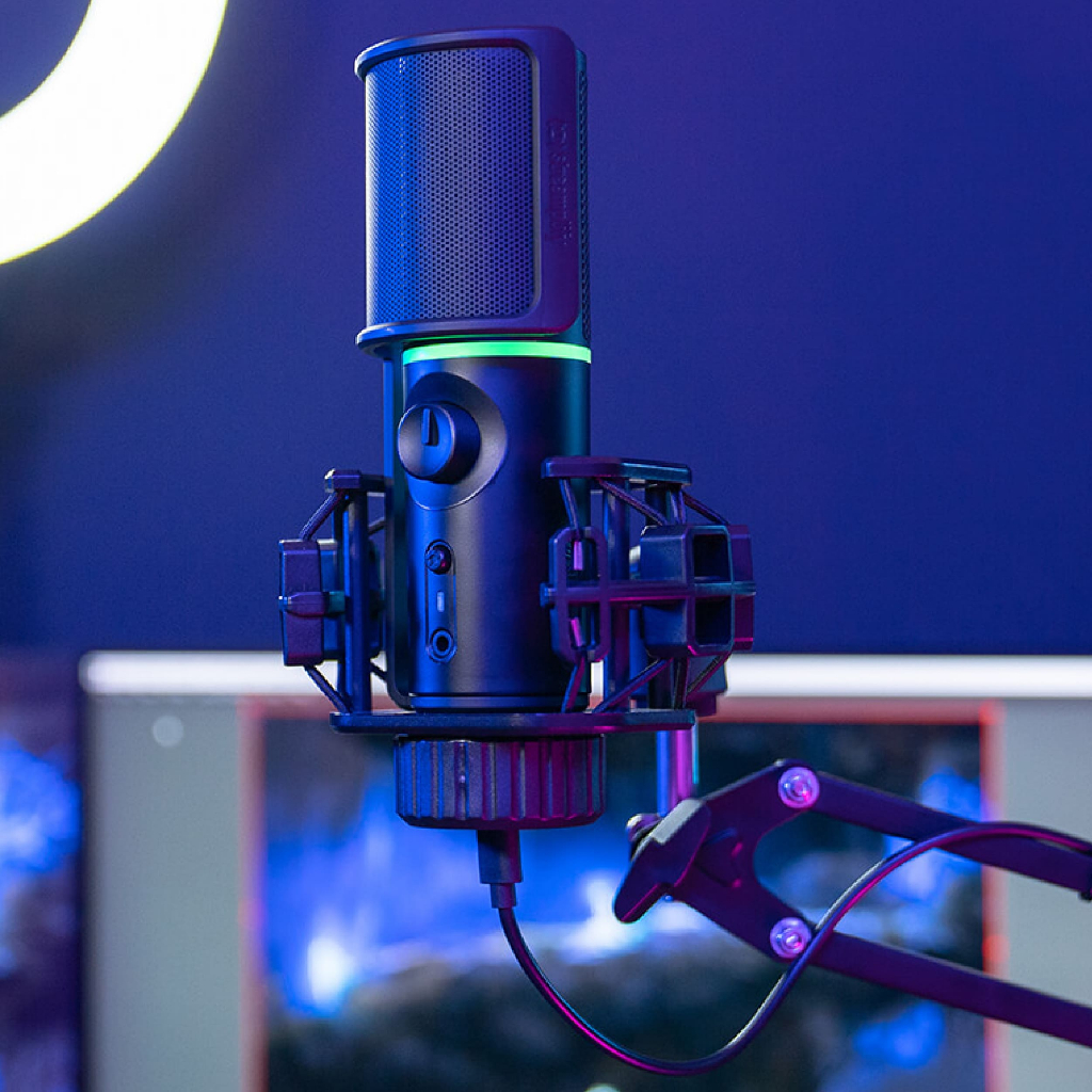 Streamplify MIC Arm Microphone Black ไมโครโฟน RGB พร้อมขายึดโต๊ะ