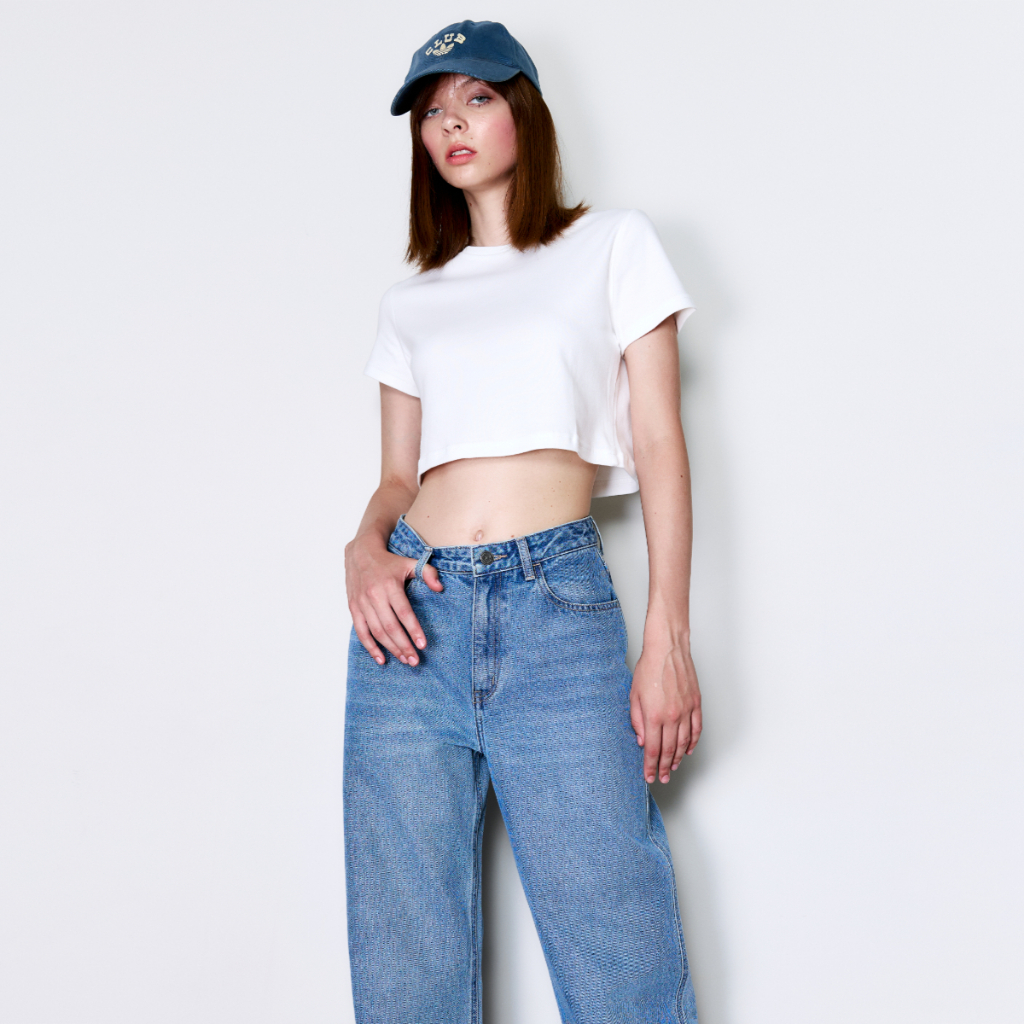 Core - Crop Crew Neck T-Shirt เสื้อครอป เสื้อยืด ผ้าออร์แกนิคคอตตอน เสื้อผ้ารักษ์โลก