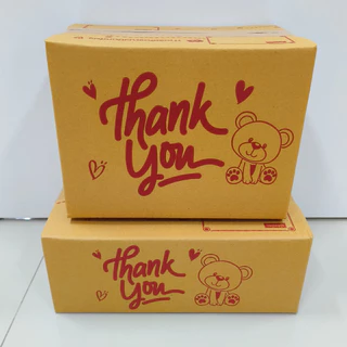 กล่องพัสดุ กล่อง thank you พิมพ์ลายหมีแดง ครบทุกไซร์ 00 0 0+4 A AA 2A B C 2B