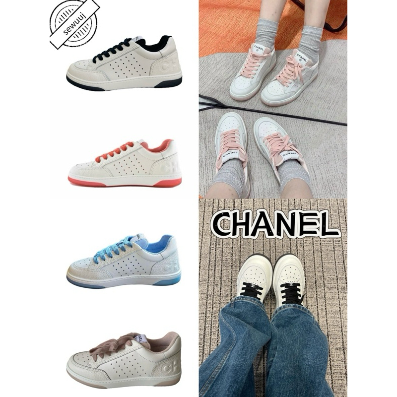 รองเท้าผ้าใบแฟชั่นกีฬาลำลองหนัง CHANEL Chanel 22P Series ของแท้