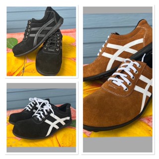 รองเท้าเซฟตี้ รุ่น 963 ทรงสปอร์ต สีแทน กรม ดำ หุ้มส้น หัวเหล…