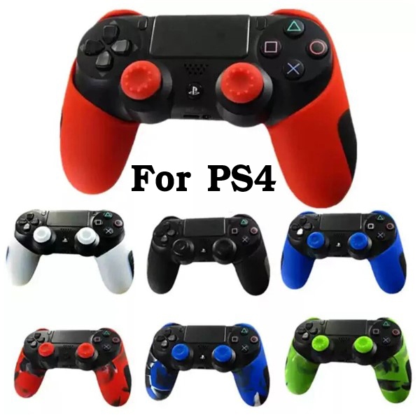 ซิลิโคน จอย PS4 Handle Silicone Cover Joystick Protective Cover Black And White Red And Blue For PS4 Controller Game