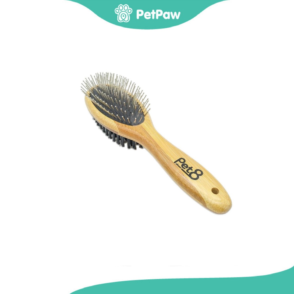 Pet8 : Bamboo Double Side Brush หวีแปรงขนสัตว์เลี้ยง Size-L ขนาด 22 x 6(1pcs)