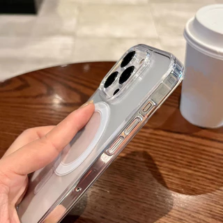 เคสกันกระแทกใส เคสแม่เหล็ก ใช้สำหรับ iPhone 11 13 12 14 15 16 17 Pro Max 11ProMax TPU Wireless charger Magnetic Case