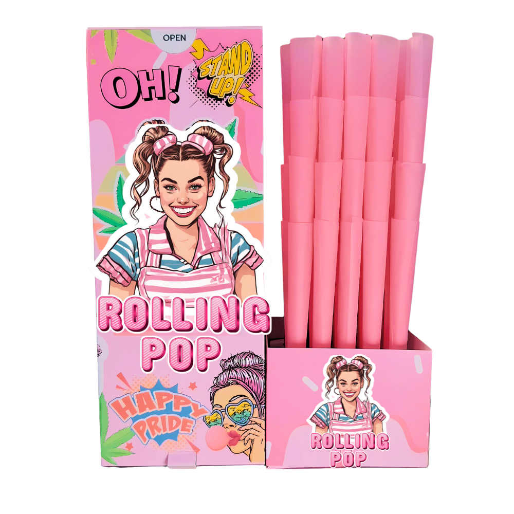 Rolling Pop  กระดาษโรลพันสำเร็จ โรลสำเร็จ กระดาษพันสำเร็จ pre rolled cone  ยกกล่อง 100ชิ้น กระดาษโรลพร้อมกรอง natural100