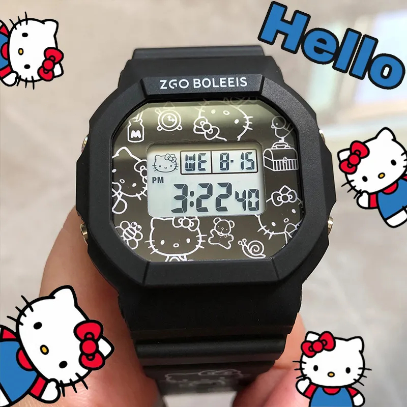 Sanrio สาวๆ ดู นาฬิกาดิจิตอล กันน้ำ การ์ตูน น่ารัก