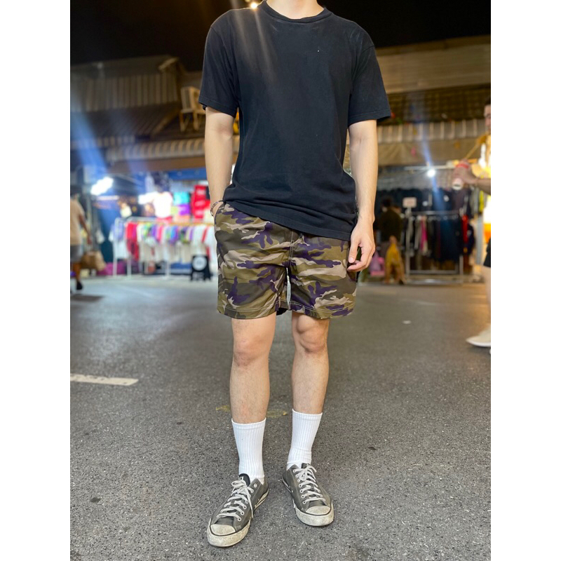 ขาสั้นลายทหารชาย ฟรีไซส์ เอวยางยืด 28-34 นิ้ว