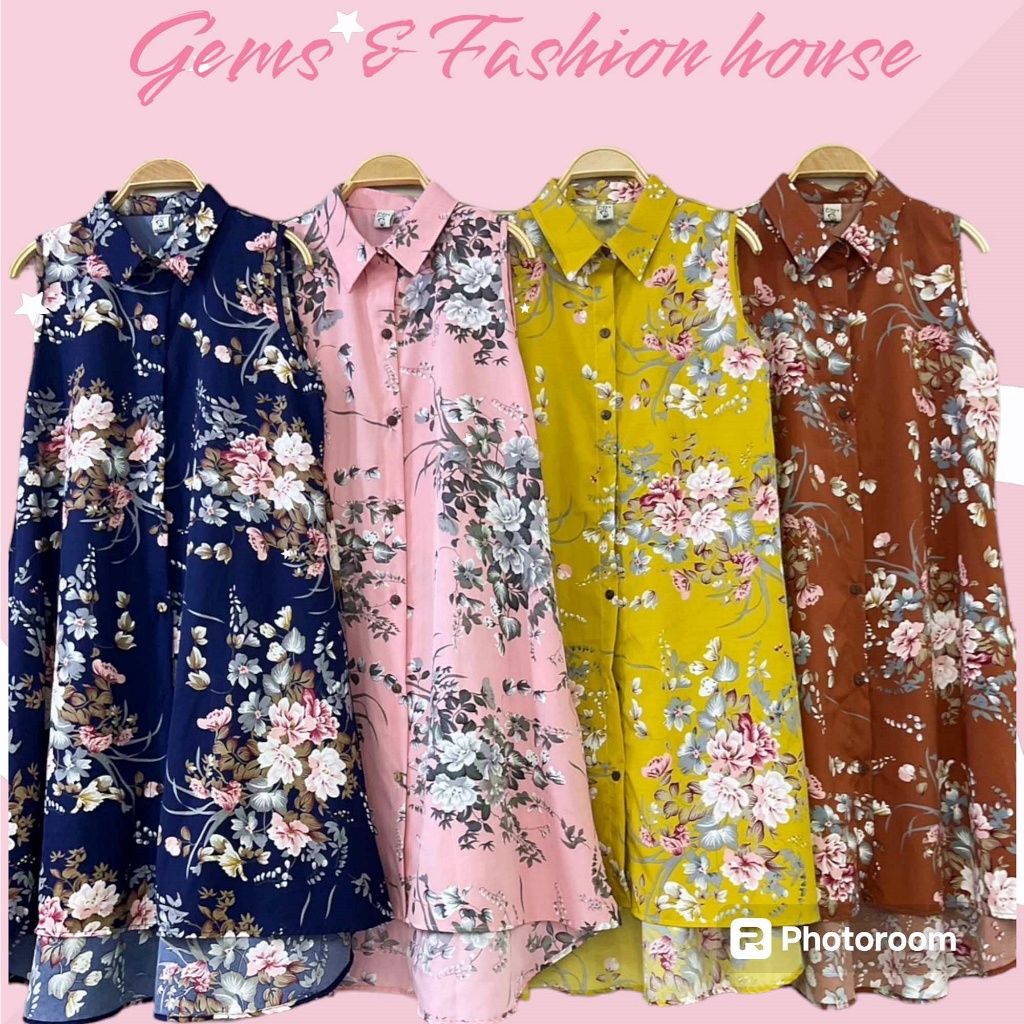 เดรสเชิ้ตแขนกุด ป้าย Pitzy Dress เดรสแขนกุดทรงเอ มีกระเป๋า 2 ข้าง ผ้าไหมอิตาลี พิมพ์ลายดอกไม้ อก 40 นิ้ว อัพเดทสีมาใหม่