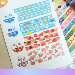 Washi Tape 15mm. x 10m. วาชิเทป No.1 - 20 🐶🐱⛅🌸🪷✨ เทปกระดาษ เทปน่ารัก ตกแต่งสมุด